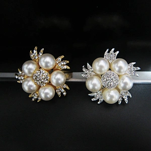 Chinese Hotel Wedding Table Plate Decorative Accessories Jeweled Pearls Napkin Ring