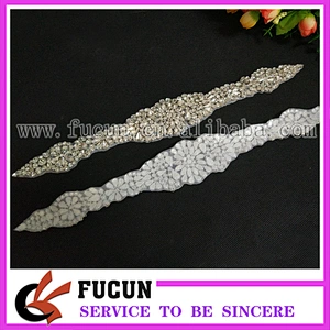 Wholesale Crystal Sash Belt For Wedding Dress-Large Rhinestone Applique Sash