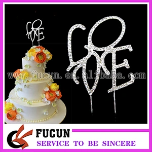 decorative valentine day rhinestone picks LOVE Cake topper