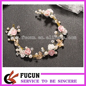 2017 New Style Flower Garland Floral Bridal Headband Pearl Hairband Korea Wedding Hair Accessories