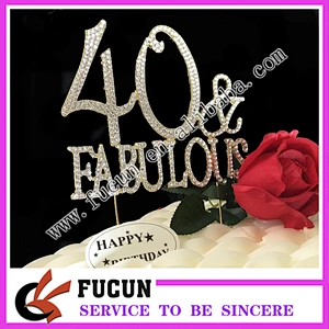 Wedding Occasion Decoration Item silver plating 40 fabulous rhinestone  cake topper