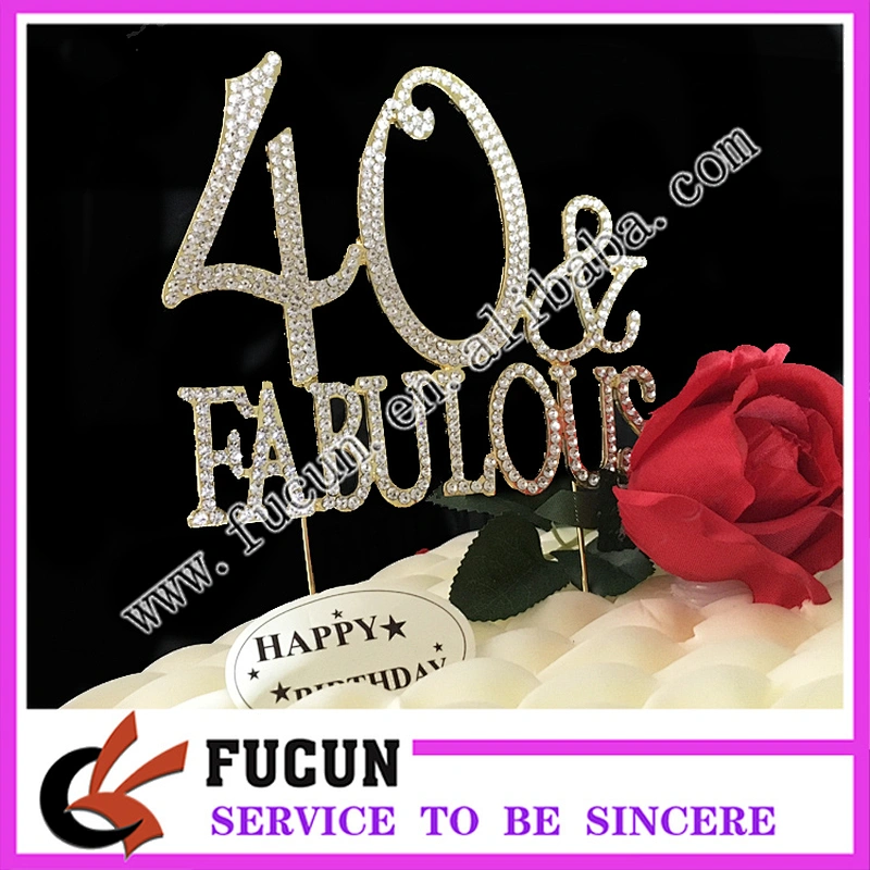 Wedding Occasion Decoration Item silver plating 40 fabulous rhinestone  cake topper