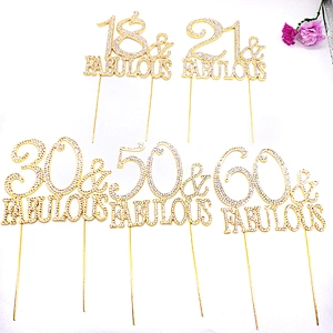 Sparkly Birthday Party Decorations GOLD 75 & Fabulous Rhinestone Cake Topper
