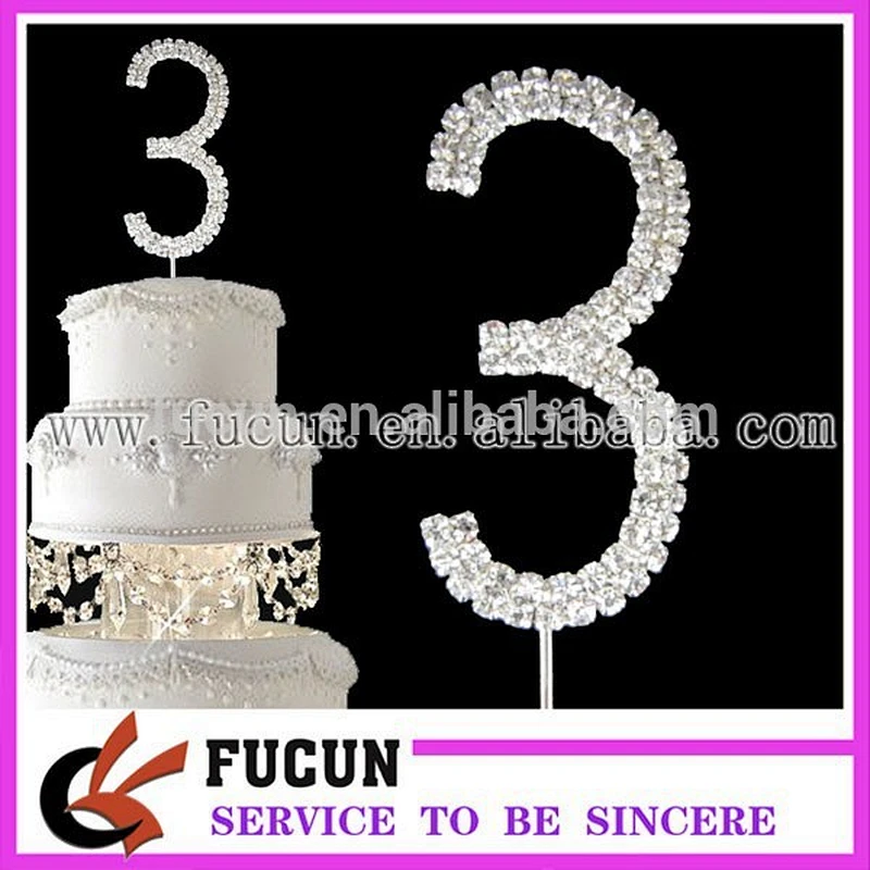 6cm crystal number birthday rhinestone cake decorating
