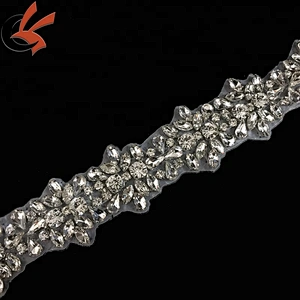 Wholesale iron-on crystal rhinestone applique trim