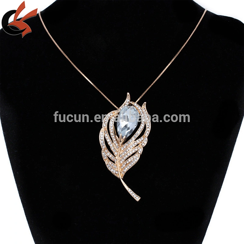 2018 fashion leaf rhinestone brooch for garment or necklace decoration