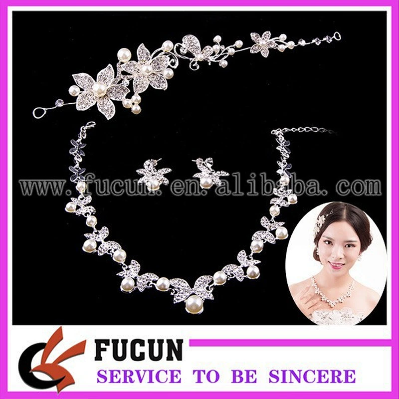 Bridesmaid Necklace Earrings pearl rhinestone Wedding Jewelry