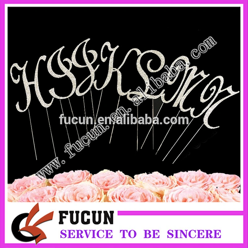 Shinning Diamante rhinestone letter Cake Topper for Anniversary
