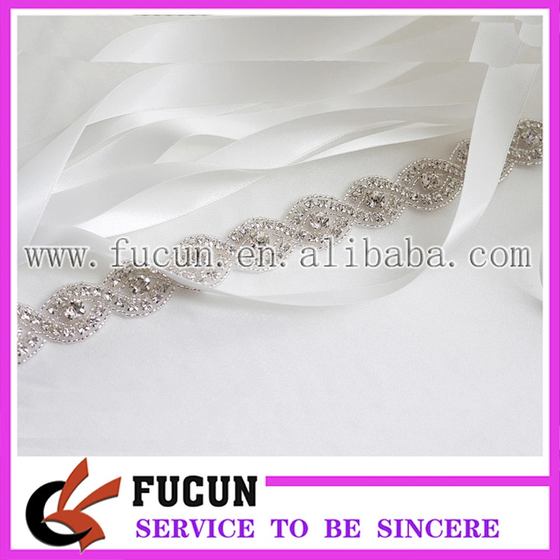 Hot sale diamond fabric trimming,crystal rhinestone sash appliques lace ribbon for wedding dresses decorations