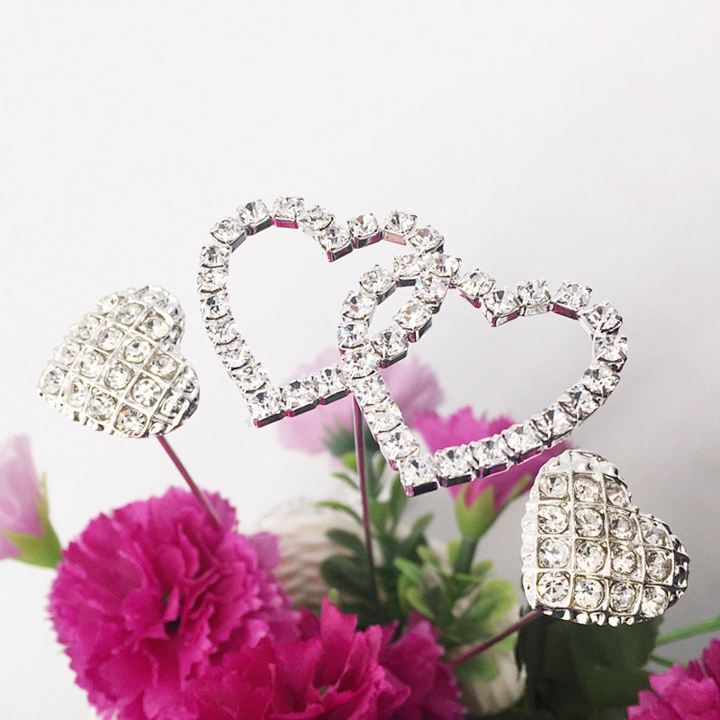 Hot sale Wedding Rhinestone Bouquet Double Heart Crystal Bridal Bouquet Brooch