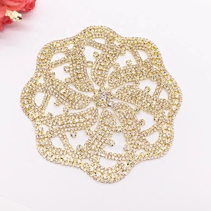 Guangzhou factory price sewing rhinestone fashion welding gold patch crystal applique
