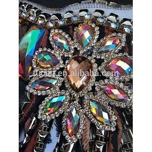 flatback sew on AB rhinestone brooch appliques for Carnival dress