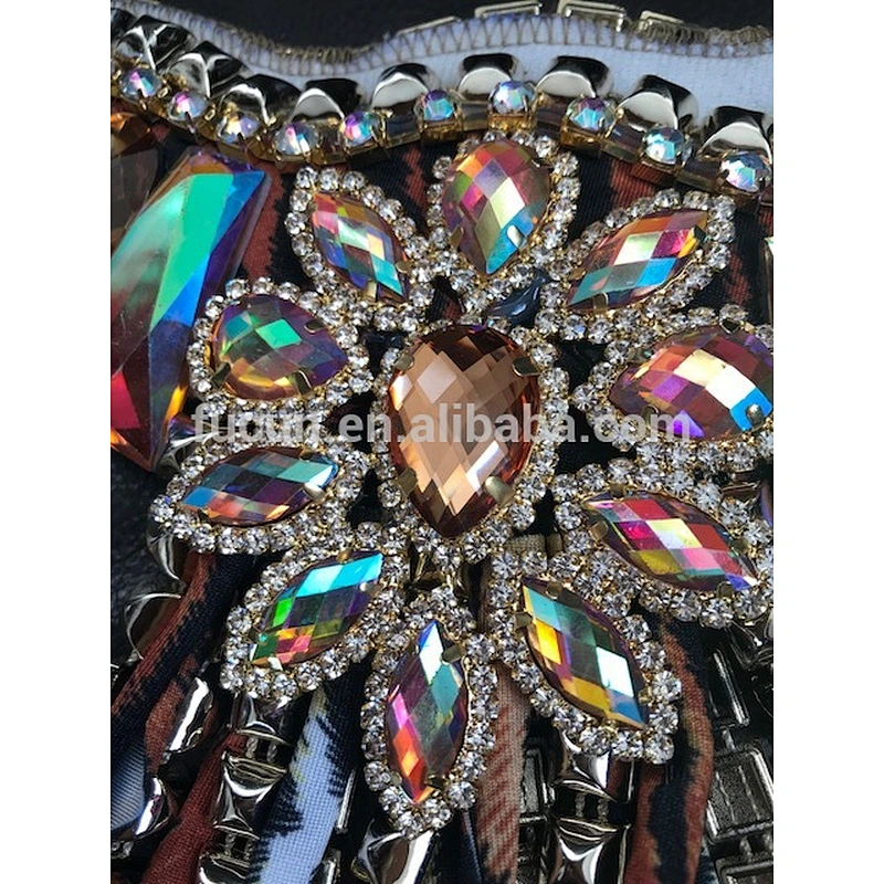 flatback sew on AB rhinestone brooch appliques for Carnival dress