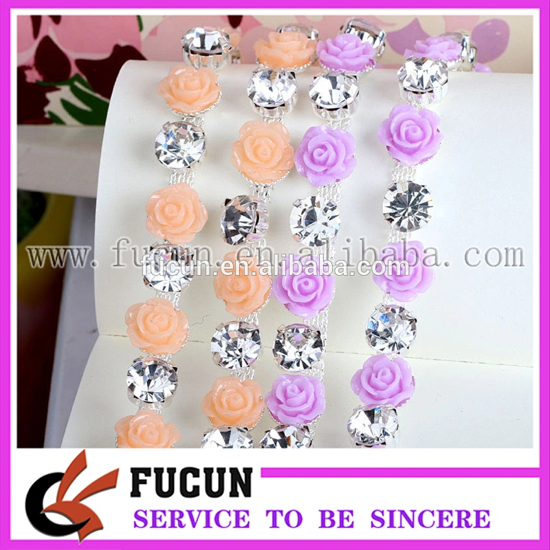 New Sewing Resin Flower Crystals Rhinestones Trim Ribbon