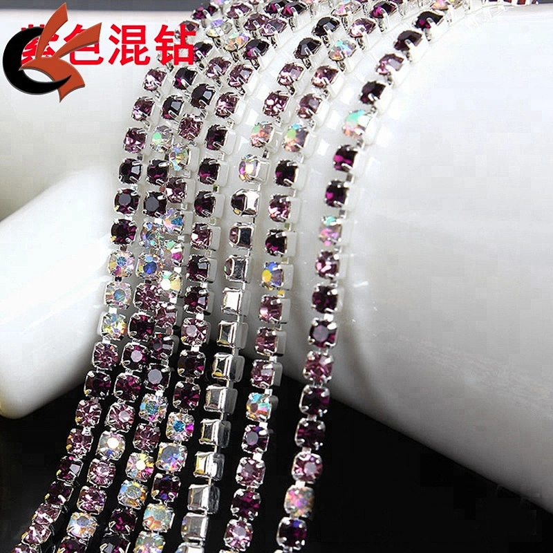 colorful rhinestone chain roll crystal rhinestone cup chain trimming