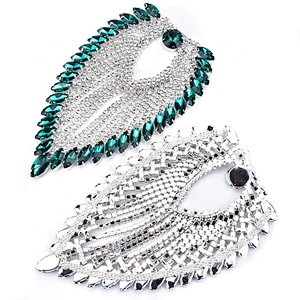 New Product 8.5*13.5cm Custom Sew On Clear Rhinestone Applique