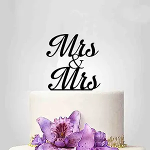 New design Laser Cut Personalized Black wedding Acrylic Cake Topper with Mr&Mrs