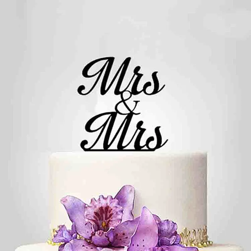 New design Laser Cut Personalized Black wedding Acrylic Cake Topper with Mr&Mrs