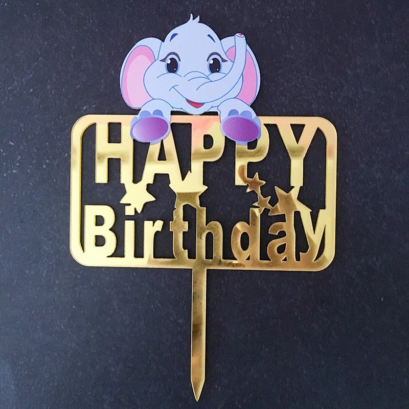 Favor gold painting mirror acrylic cake toppers for birthday party