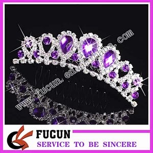 Gorgeous Shiny Violet Crystal Queen Pageant Comb Tiaras Wholesale Luxurious Frozen Elsa Crown Tiara