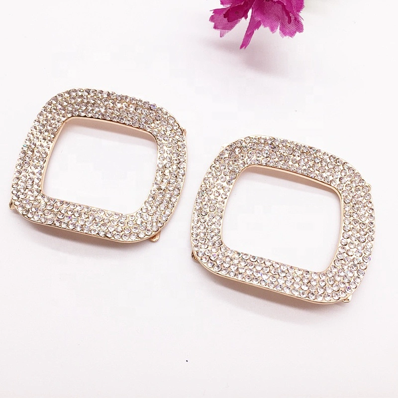 Guangzhou factory wholesale rhinestone shoe accessories decoration design shoe square metal buckle