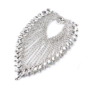 New Product 8.5*13.5cm Custom Sew On Clear Rhinestone Applique