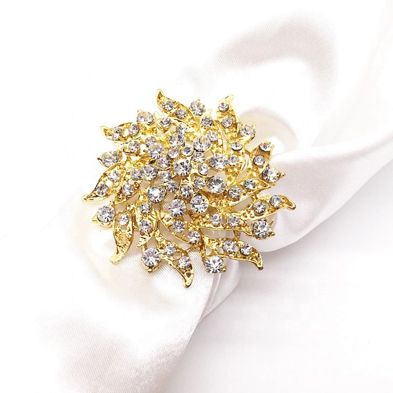 Gold FLORAL RHINESTONE NAPKIN RING