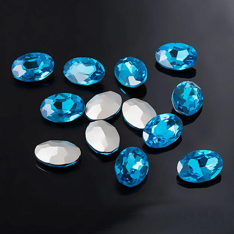 Fancy Jewelry Oval Facetted Cut Pointed Back Glass Stone Loose Drop Crystal
