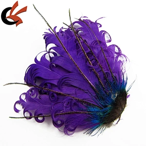 Lavenda curly goose feathers with peacock decoration Pads for headband