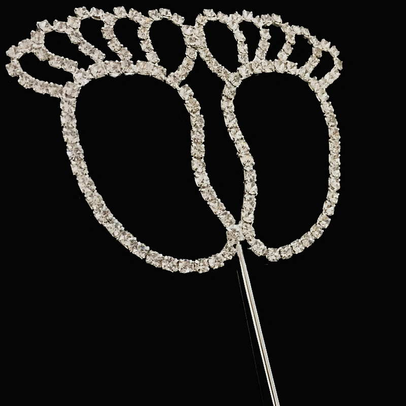 wholesale lovely diamante cake topper baby born baby coming footprint cake topper