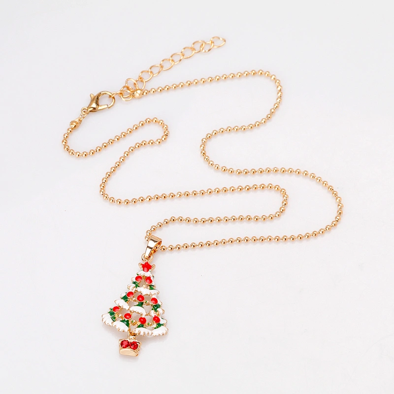 Christmas Gift Rhinestone Christmas Tree Necklace