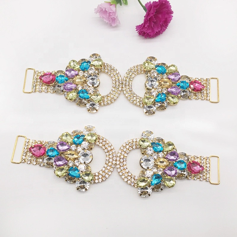 New Customized Top Quality Colored Jewelry Crystal Rhinestone Two Layered Glass Stone Bikini Connector