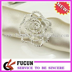 Decorative fancy handmade rhinestone ab rose napkin ring holder for weddings