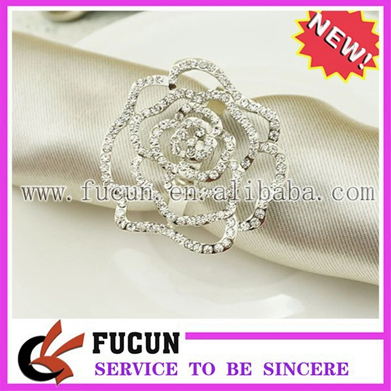 Decorative fancy handmade rhinestone ab rose napkin ring holder for weddings