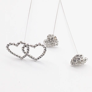 Hot sale Wedding Rhinestone Bouquet Double Heart Crystal Bridal Bouquet Brooch
