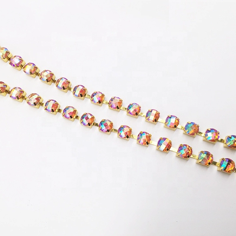 Wholesale Price New Design Cut Facets SS28 SS34 Resin Rhinestone Cup Chain