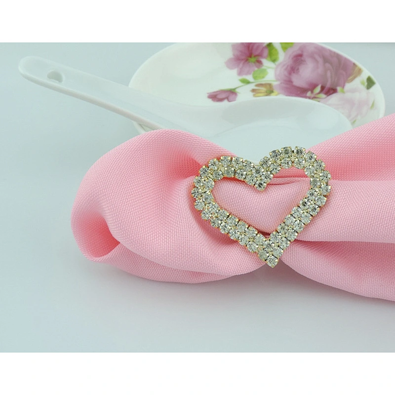 heart style gold plated crystal napkin ring for Dinner PartyTable Decoration
