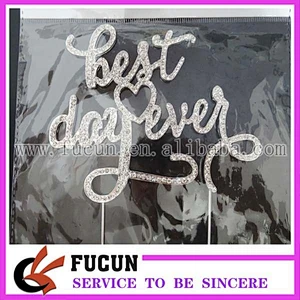 Party Table Decoration Rhinestone Best Day Ever Wedding Cake Topper