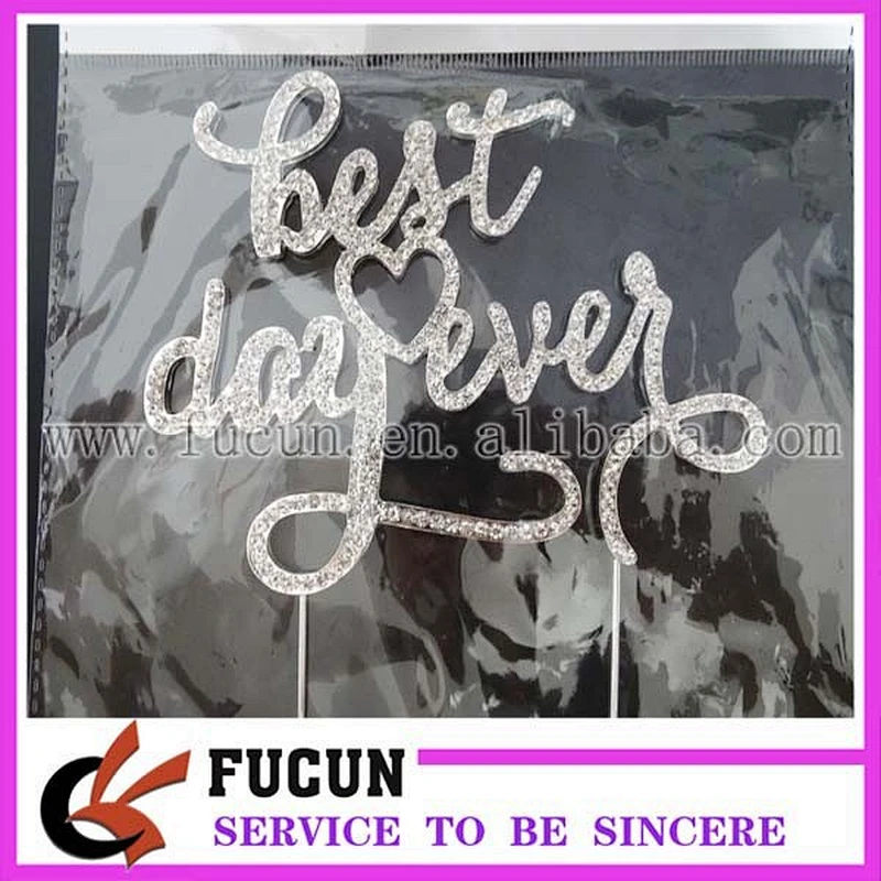 Party Table Decoration Rhinestone Best Day Ever Wedding Cake Topper