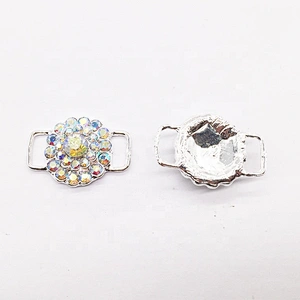 Crystal flower rhinestone clear ab swimming suit buckle connector for bikini centre