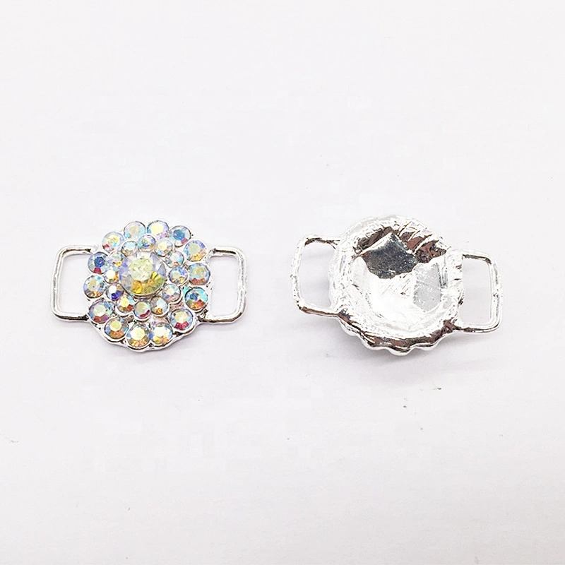 Crystal flower rhinestone clear ab swimming suit buckle connector for bikini centre