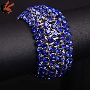 wholesale fashion wide rhinestone bangle elastic crystal rhinestone bracelet