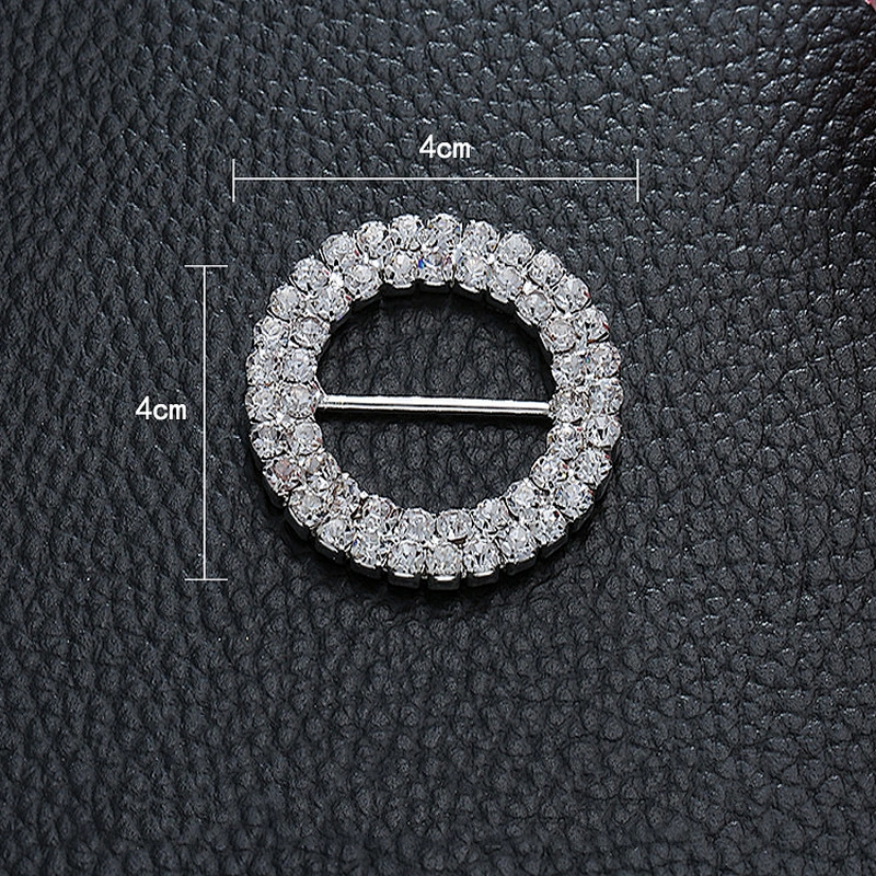 wedding two rows clear diamond round ribbon decorative rhinestone buckles for invitation