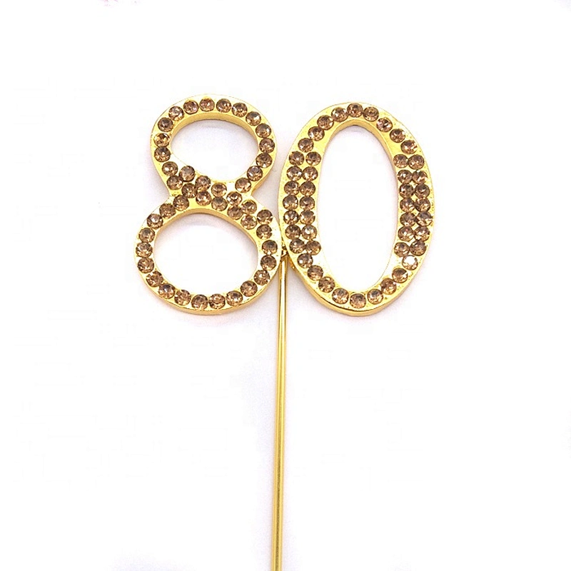 gold Rhinestone 30th Birthday Anniversary vow renewal cake pick