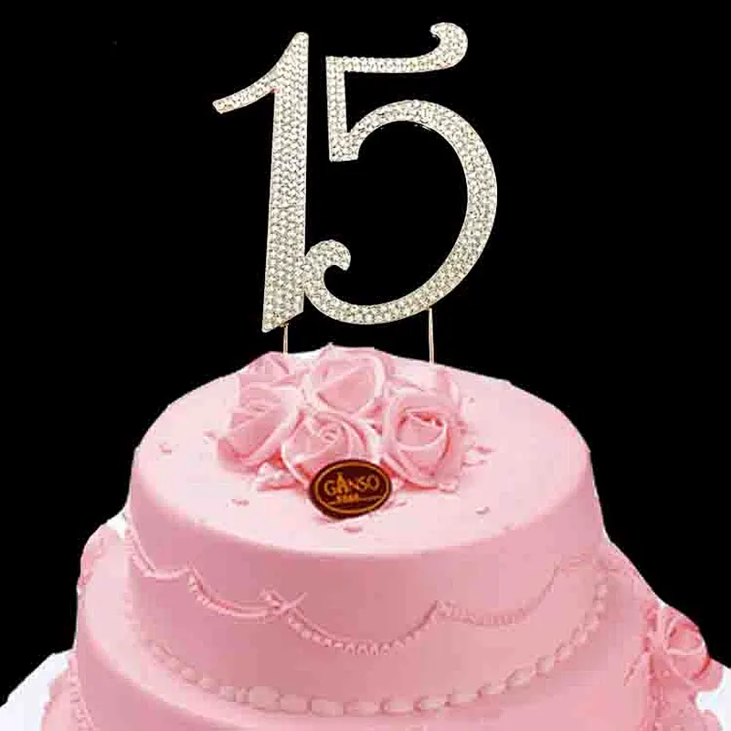 Number 15 rhinestone Cake Topper Wedding Anniversary Birthday Number cake topper