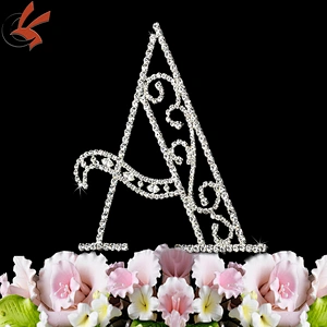 monogram alphabet A-Z rhinestone covered cake topper wedding decoration pick