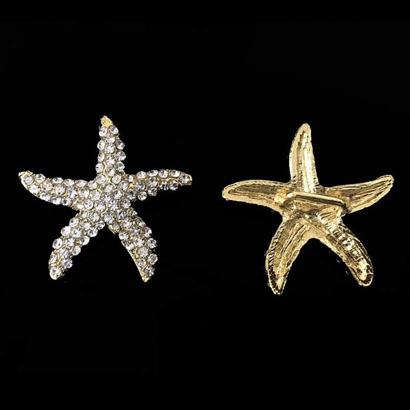 Popular wholesale shinny fashion Wedding Invitation Starfish Rhinestone Buckles With Slider Back