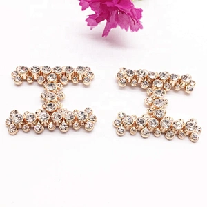 custom shoe decoration letter H rhinestone sandal buckle accessories for casual shoes