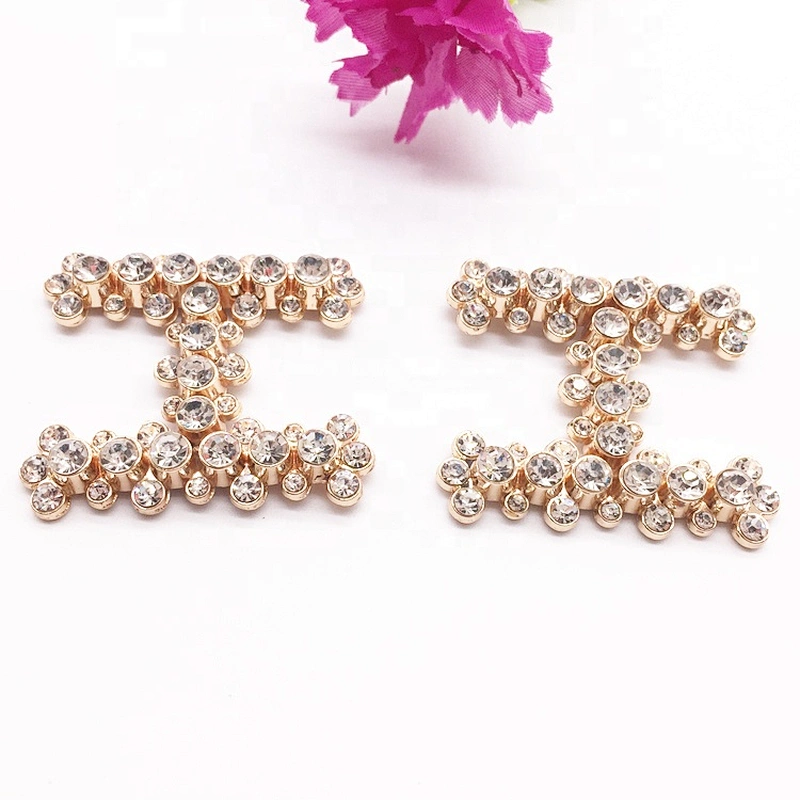custom shoe decoration letter H rhinestone sandal buckle accessories for casual shoes