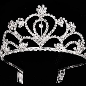 Wholesale large style wedding jewelry rhinestones bridal tiara with comb